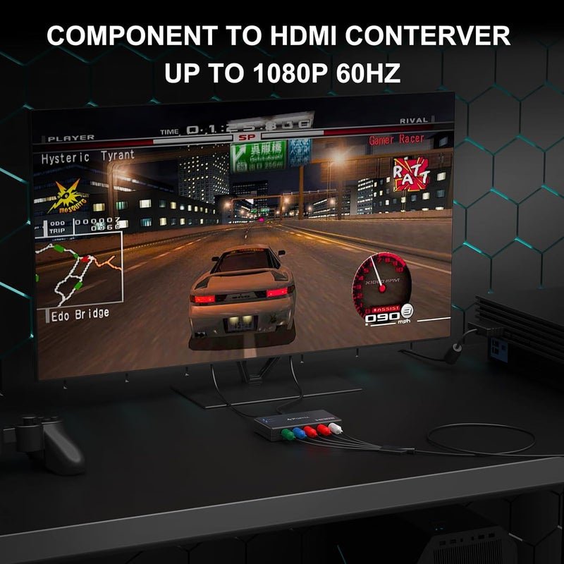Portta محول من مكون إلى HDMI، محول ومحول HDMI v1.3 يدعم 1080P 2 قناة LPCM لتلفاز HDTV PS2 PS3 مشغل HDVD وي Wii Xbox - Image 2